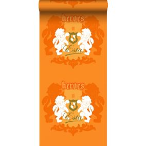 ESTAhome papier peint lions orange et blanc - 53 cm x 10,05 m - 115870