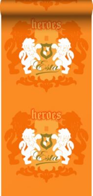 ESTAhome papier peint lions orange et blanc 53 cm x 10.05 m