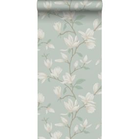 ESTAhome papier peint magnolia vert céladon - 0.53 x 10.05 m - 139405