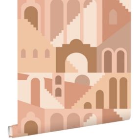 ESTAhome papier peint maisons méditerranéennes rose terracotta - 50 x 900 cm - 139627