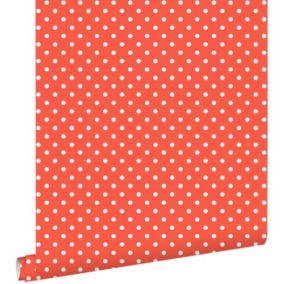 ESTAhome papier peint à motif de petits points corail rouge - 53 cm x 10,05 m - 138101