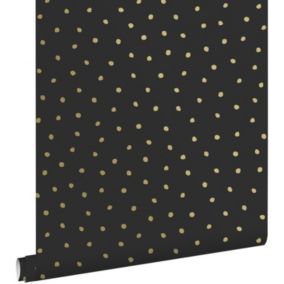 ESTAhome papier peint à motif de petits points noir et or - 0,53 x 10,05 m - 139122