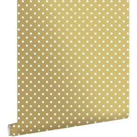 ESTAhome papier peint à motif de petits points or brillant et blanc - 0,53 x 10,05 m - 139114