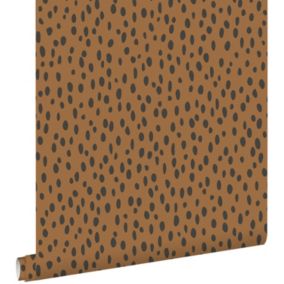 ESTAhome papier peint à motif de petits points orange chaude et noir - 0,53 x 10,05 m - 139257