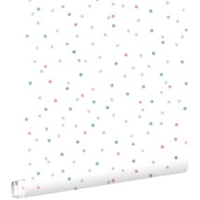 ESTAhome papier peint à motif de petits points rose, vert menthe et bleu gris - 0,53 x 10,05 m - 139049