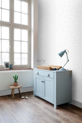 ESTAhome papier peint à motif de petits points rose, vert menthe et bleu gris 53 cm x 10.05 m