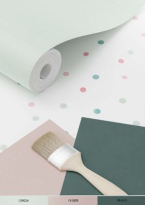 ESTAhome papier peint à motif de petits points rose, vert menthe et bleu gris 53 cm x 10.05 m