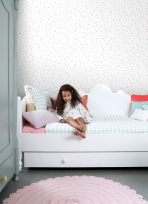 ESTAhome papier peint à motif de petits points rose, vert menthe et bleu gris 53 cm x 10.05 m