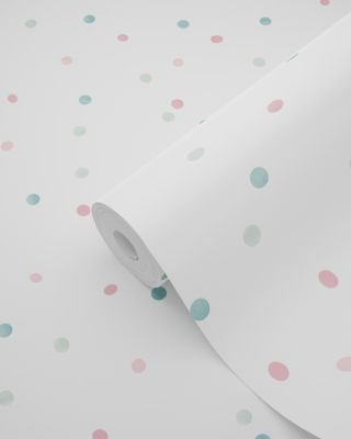 ESTAhome papier peint à motif de petits points rose, vert menthe et bleu gris 53 cm x 10.05 m