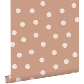 ESTAhome papier peint à motif de petits points terracotta et blanc crème - 0,53 x 10,05 m - 139355