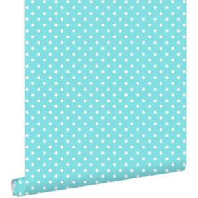 ESTAhome papier peint à motif de petits points turquoise - 53 cm x 10,05 m - 138102