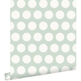 ESTAhome papier peint à motif de petits points vert menthe et blanc - 53 cm x 10,05 m - 128711