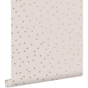 ESTAhome papier peint à motif de petits points vieux rose et or - 0,53 x 10,05 m - 139274