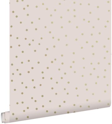 ESTAhome papier peint à motif de petits points vieux rose et or 53 cm x 10.05 m