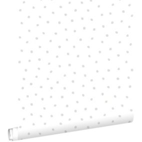 ESTAhome papier peint à motif de points gris et blanc - 53 cm x 10,05 m - 138935