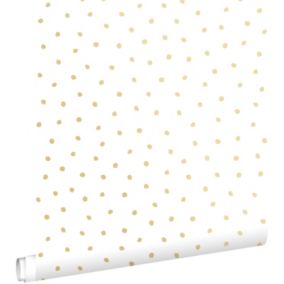 ESTAhome papier peint à motif de points or brillant et blanc - 53 cm x 10,05 m - 138937