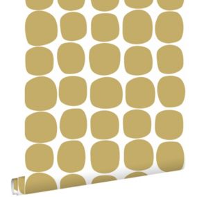 ESTAhome papier peint motif graphique jaune ocre et blanc - 0,53 x 10,05 m - 139089