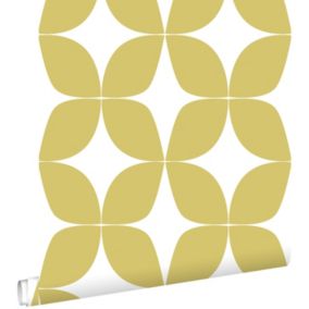 ESTAhome papier peint motif graphique jaune ocre et blanc - 0,53 x 10,05 m - 139098