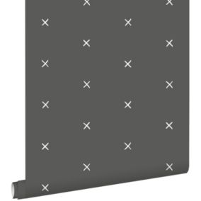 ESTAhome papier peint motif graphique noir grisé - 0,53 x 10,05 m - 139070