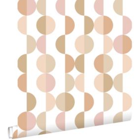 ESTAhome papier peint motif graphique terracotta, rose et beige - 50 x 900 cm - 139621