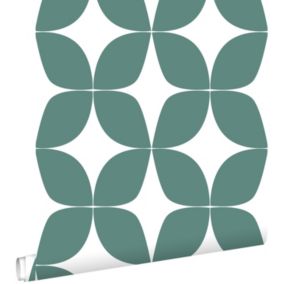 ESTAhome papier peint motif graphique vert de la mer grisé et blanc - 0,53 x 10,05 m - 139099