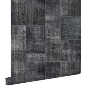 ESTAhome papier peint motif kilim noir - 53 cm x 10,05 m - 148334