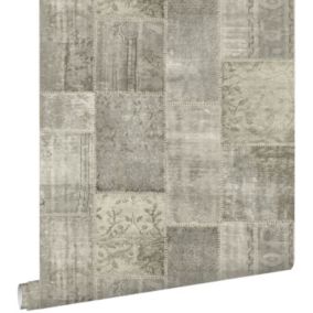 ESTAhome papier peint motif kilim taupe - 53 cm x 10,05 m - 148331