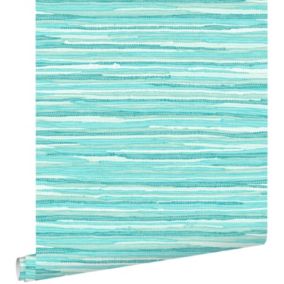 ESTAhome papier peint motif tissé turquoise - 53 cm x 10,05 m - 148621