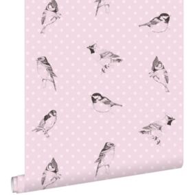 ESTAhome papier peint oiseaux rose clair - 53 cm x 10,05 m - 115747