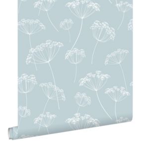 ESTAhome papier peint ombelles bleu clair et blanc - 0,53 x 10,05 m - 139102