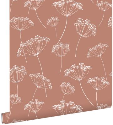 ESTAhome papier peint ombelles terracotta et blanc - 0,53 x 10,05 m - 139320