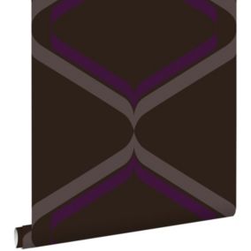 ESTAhome papier peint ornements au style rétro marron et violet - 53 cm x 10,05 m - 135442