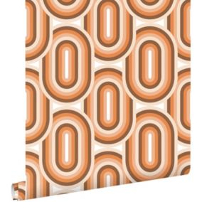 ESTAhome papier peint ornements au style rétro orange et marron - 50 x 900 cm - 130983