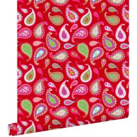 ESTAhome papier peint paisleys rouge - 53 cm x 10,05 m - 115738