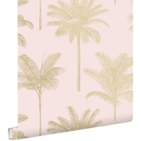 ESTAhome papier peint palmiers rose clair et or - 0,53 x 10,05 m - 139164