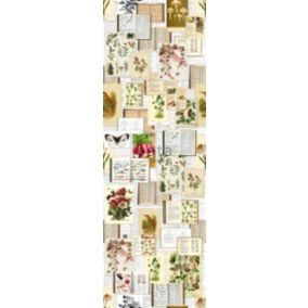 ESTAhome papier peint panoramique botanique beige, vert et rose - 100 x 279 cm - 158508