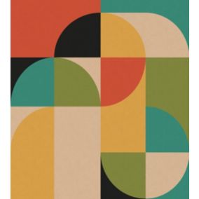 ESTAhome papier peint panoramique cercles de style Bauhaus multicolore - 250 x 279 cm - 159370