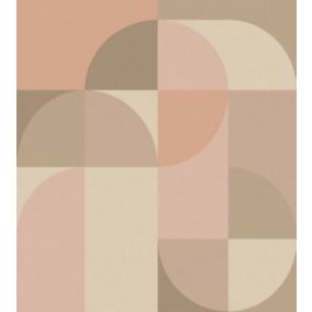 ESTAhome papier peint panoramique cercles de style Bauhaus rose et beige - 250 x 279 cm - 159366