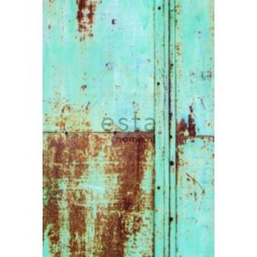 ESTAhome papier peint panoramique effet métal turquoise et marron - 186 cm x 2,79 m - 158207