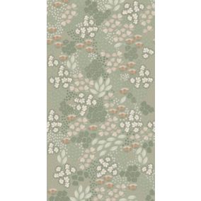 ESTAhome papier peint panoramique fleurs vert menthe grisé - 150 x 279 cm - 159212