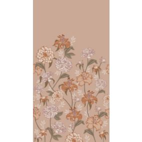 ESTAhome papier peint panoramique fleurs vintage vieux rose et terracotta - 150 x 279 cm - 159210