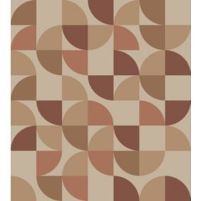 ESTAhome papier peint panoramique formes géométriques beige, rose et rouge foncé - 2.5 x 2.79 m - 159390