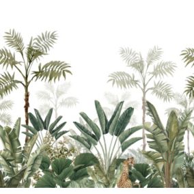 ESTAhome papier peint panoramique jungle blanc et vert olive grisé - 300 x 279 cm - 158951