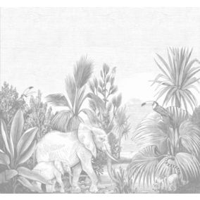 ESTAhome papier peint panoramique jungle gris - 3 x 2,79 m - 159061