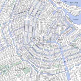 ESTAhome papier peint panoramique plan de Amsterdam gris et bleu - 279 x 279 cm - 157712