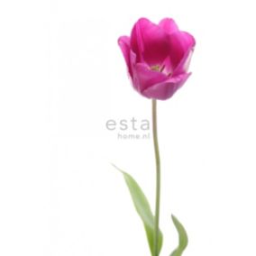 ESTAhome papier peint panoramique tulipe rose et vert - 93 x 211,5 cm - 156502