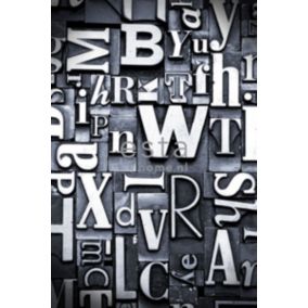 ESTAhome papier peint panoramique typographies noir et blanc - 186 x 279 cm - 157708