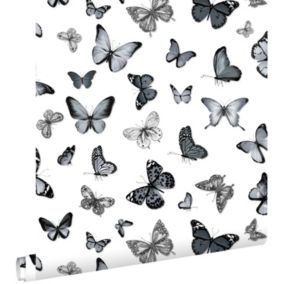 ESTAhome papier peint papillons noir et blanc - 53 cm x 10,05 m - 138512