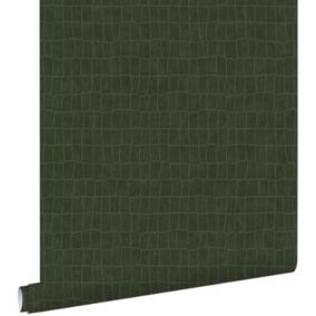 ESTAhome papier peint peau de crocodile vert olive grisé - 0,53 x 10,05 m - 139187