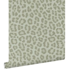 ESTAhome papier peint peau de léopard vert grisé - 50 x 900 cm - 139966